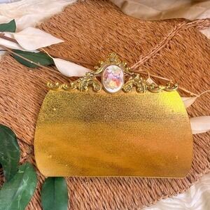 Ornate Vanity Tray with Porcelain Scene Vintage